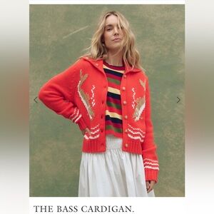 THE GREAT. The Bass Cardigan fisherman sweater, hand knit, size 1 /small NWT